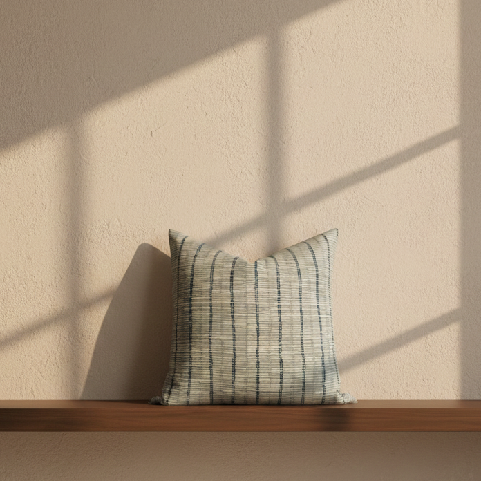 Taza Pillow Cover in Mineral Blue, McLaurin + Piercy Textiles