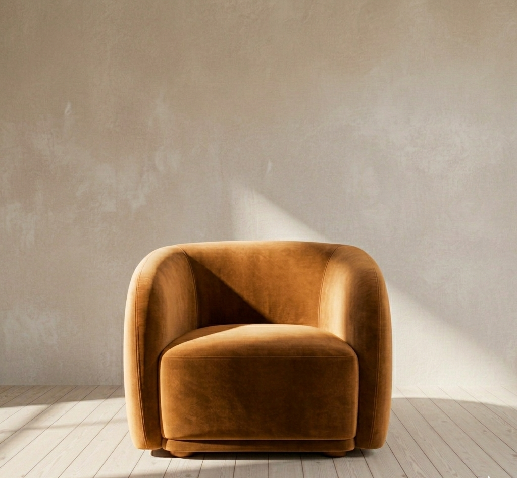 Faye Accent Chair Tan Faux Mohair