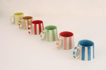 Ceramic Pink Stripe  Coffee cup- 220ml (SET OF 4)