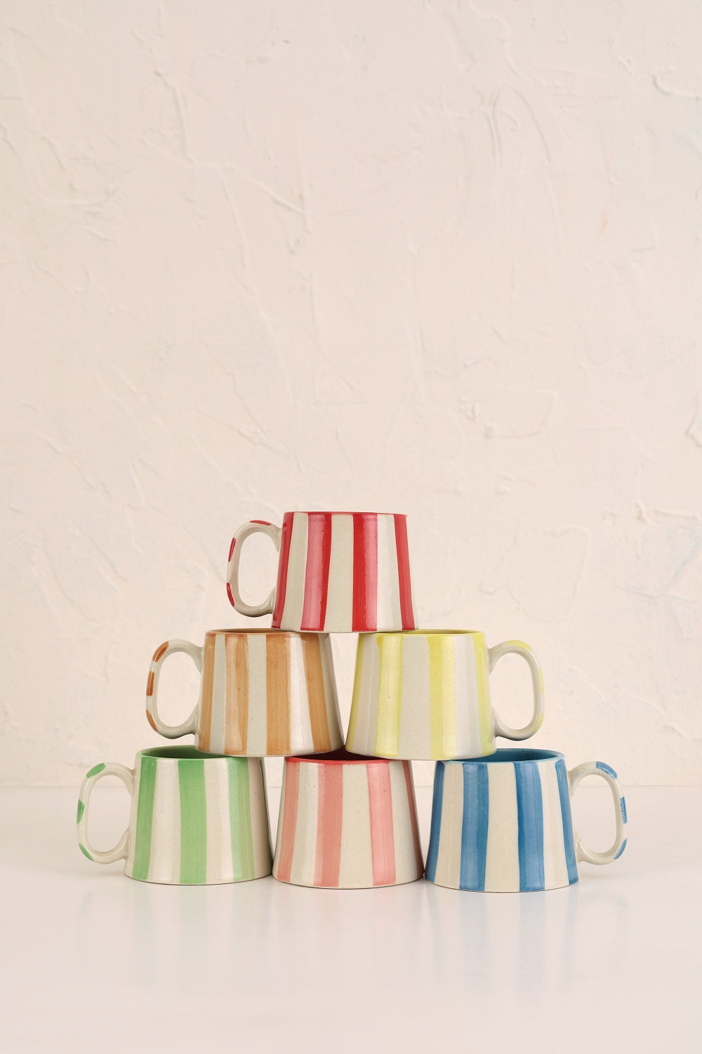 Ceramic Green Stripe  Coffee cup- 220ml (SET OF 4)