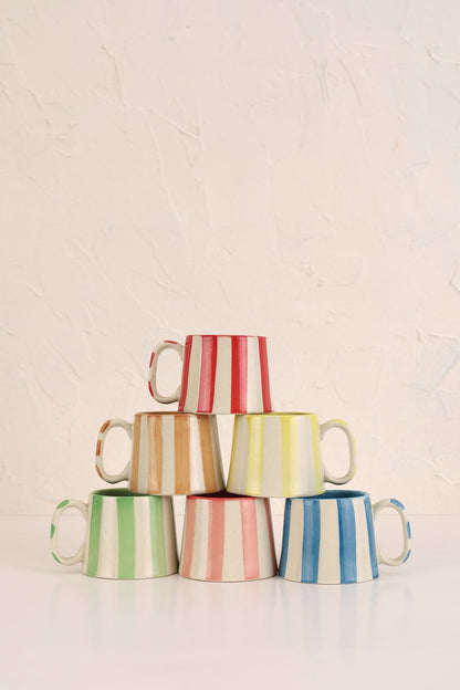Ceramic Pink Stripe  Coffee cup- 220ml (SET OF 4)