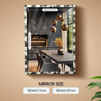 Make To Order Handmade Bone Inlay Geometric Pattern Wall Mirror Frame – 36”x26”
