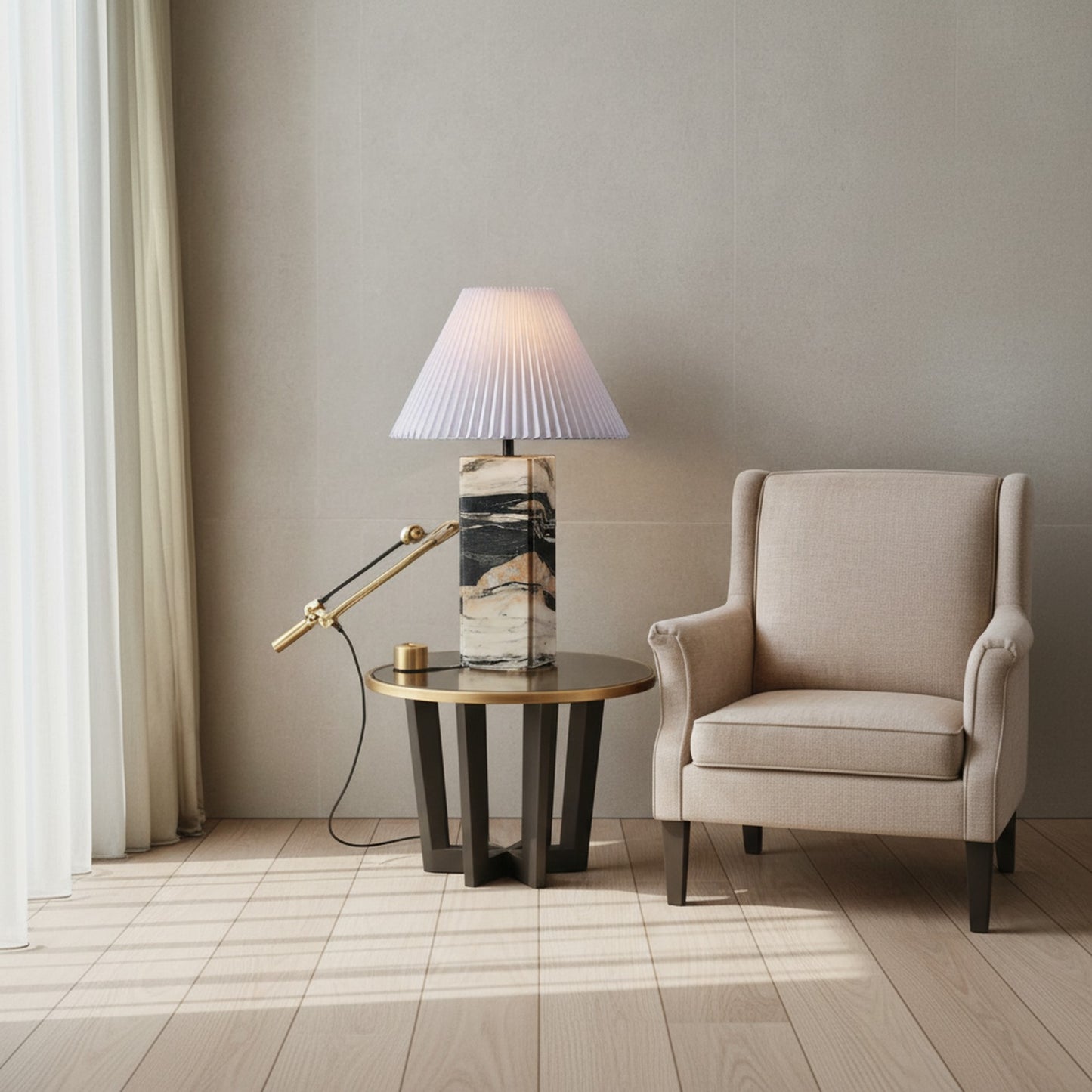 Mackenzie Square Marble Table Lamp