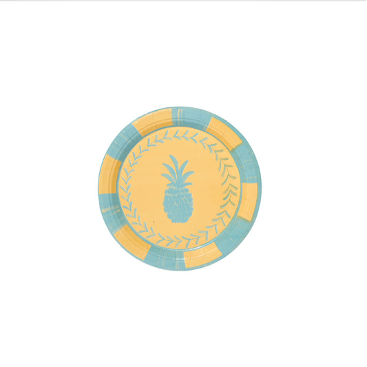 Dutch Blue and Golden Josephine Pineapple Dessert Paper Plate