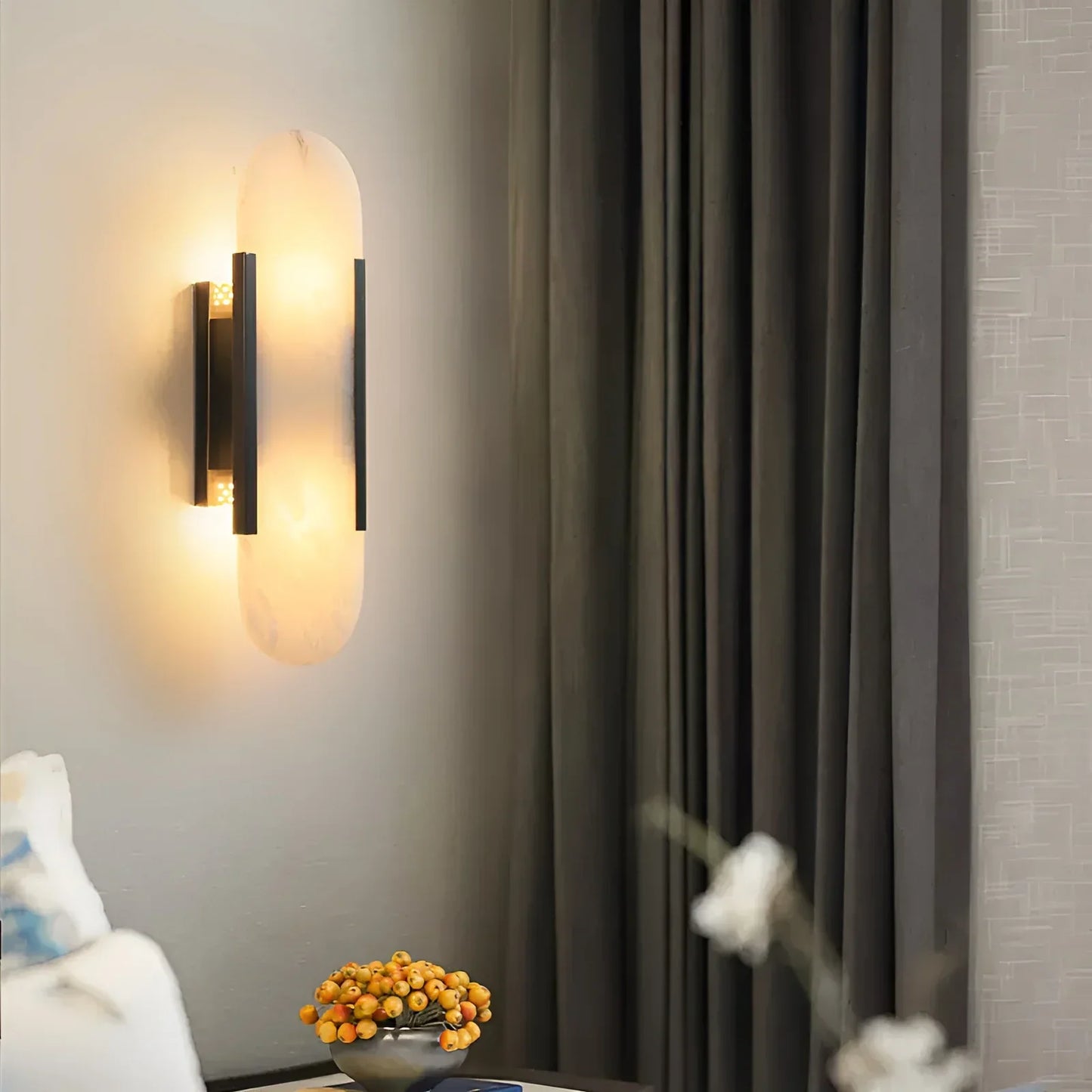 Oval Alabaster Melange Elongated Wall Lamp