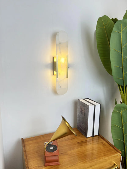 Oval Alabaster Melange Elongated Wall Lamp
