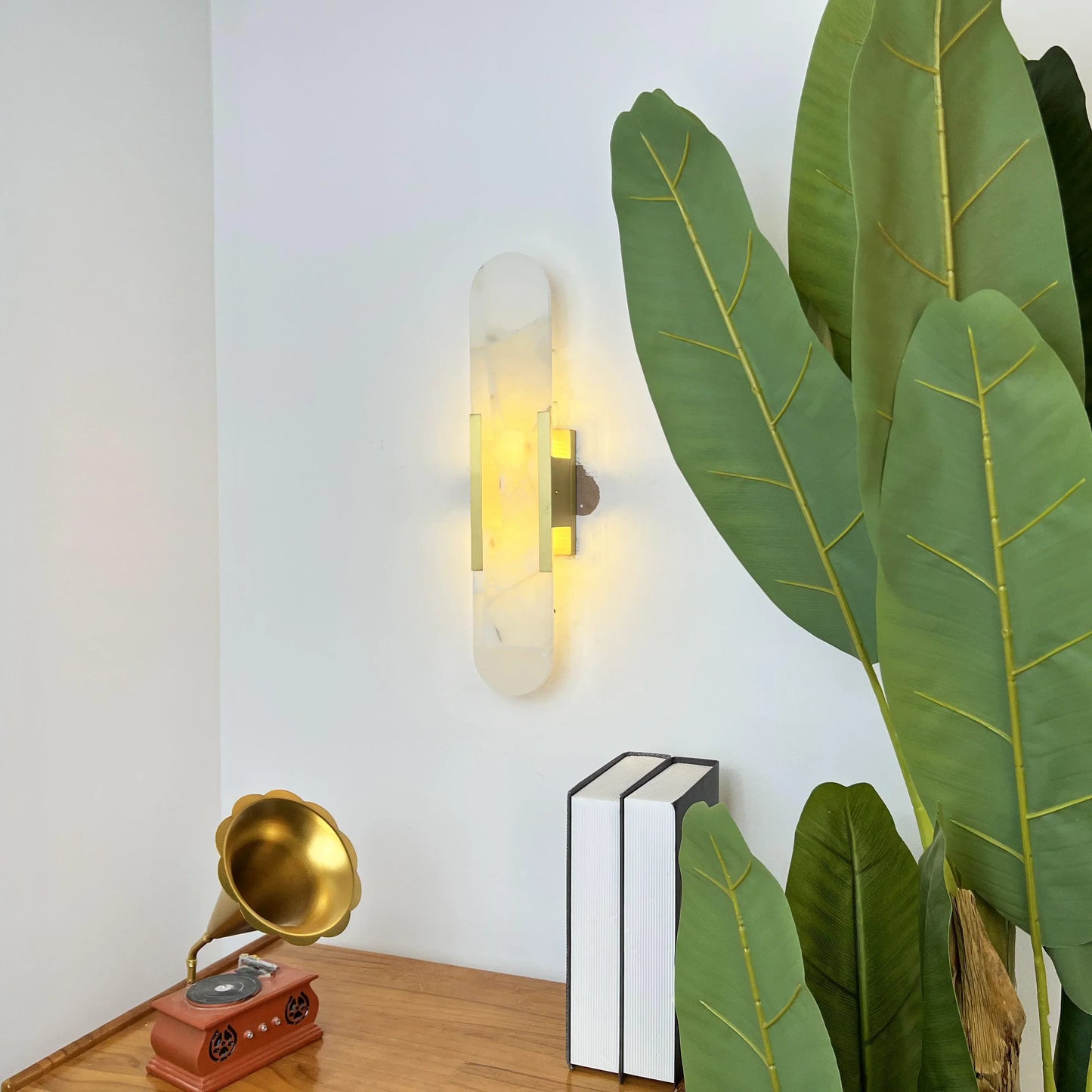 Oval Alabaster Melange Elongated Wall Lamp