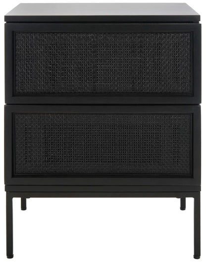 Zadie 2 Drawer Rattan Nightstand - Black