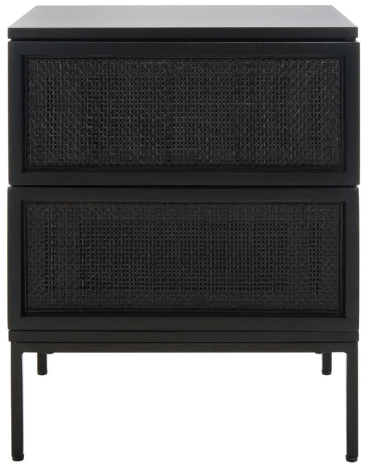 Zadie 2 Drawer Rattan Nightstand - Black