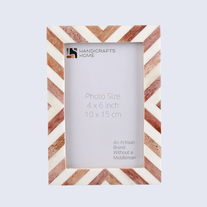 Picture Frames Chevron Pattern Bone Inlay Collection in 29 Sizes, Brown