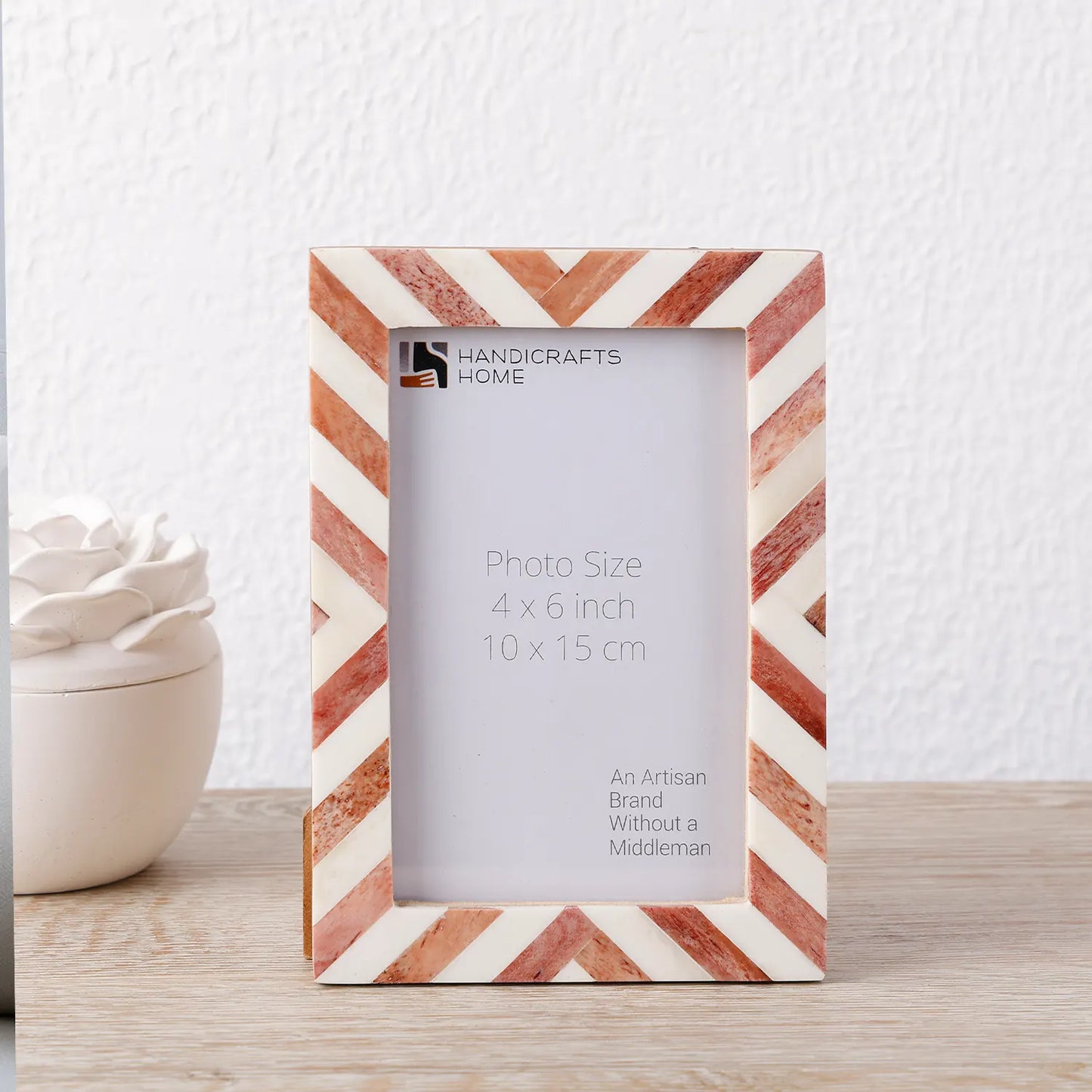 Picture Frames Chevron Pattern Bone Inlay Collection in 29 Sizes, Brown