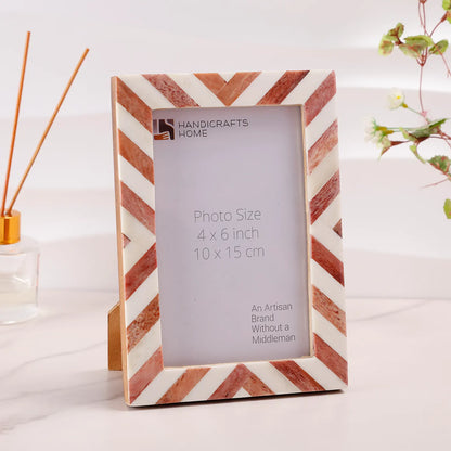 Picture Frames Chevron Pattern Bone Inlay Collection in 29 Sizes, Brown