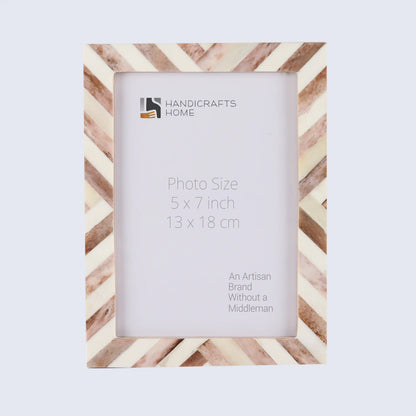 Picture Frames Chevron Pattern Bone Inlay Collection in 29 Sizes, Brown
