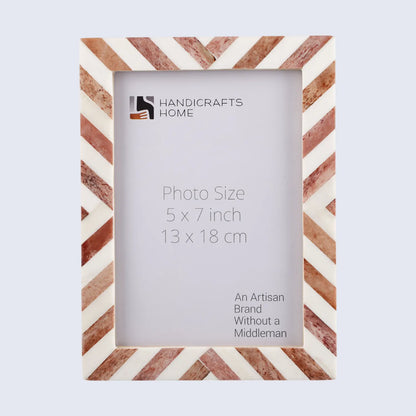Picture Frames Chevron Pattern Bone Inlay Collection in 29 Sizes, Brown
