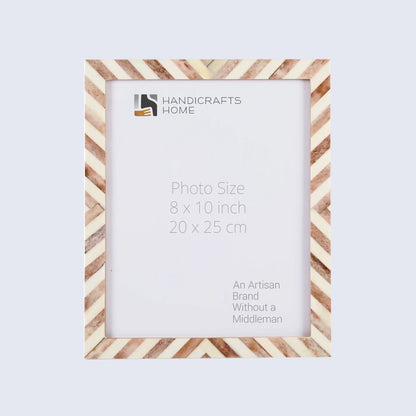 Picture Frames Chevron Pattern Bone Inlay Collection in 29 Sizes, Brown