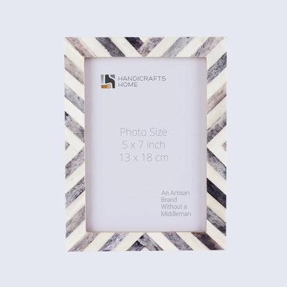 Picture Frames Chevron Pattern Bone Inlay Collection in 3 Sizes, Grey