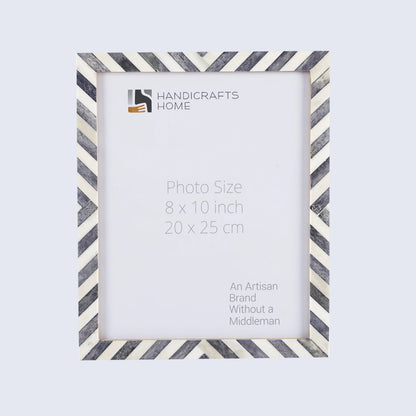 Picture Frames Chevron Pattern Bone Inlay Collection in 3 Sizes, Grey