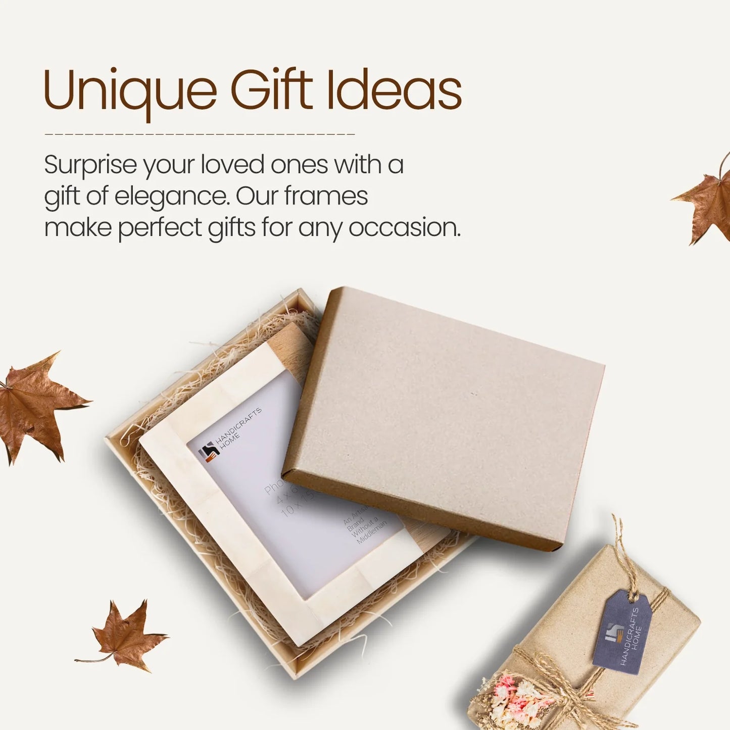 Plain White & Brown Bone Inlay Picture Frame - 4x6 & 5x7