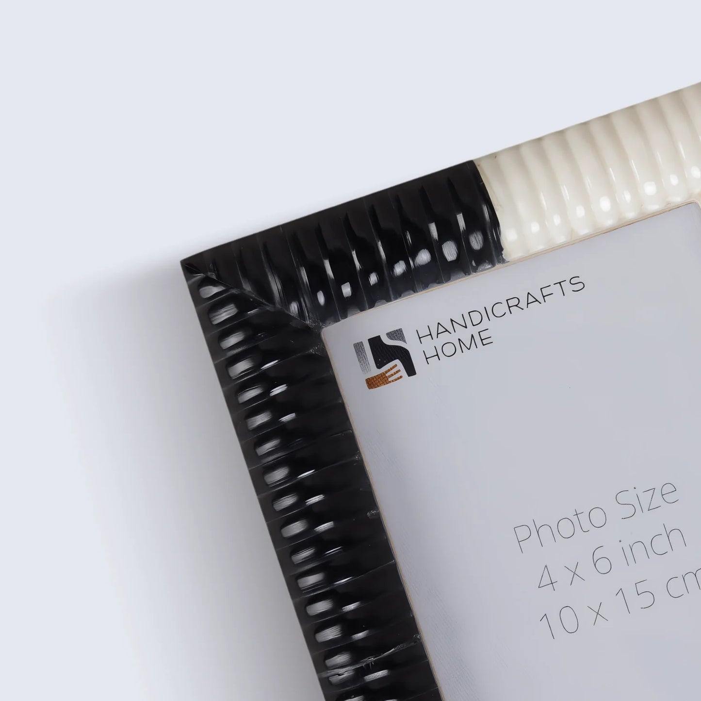 Ridged Black & White Bone & Resin Inlay Picture Frame- 4x6 & 5x7