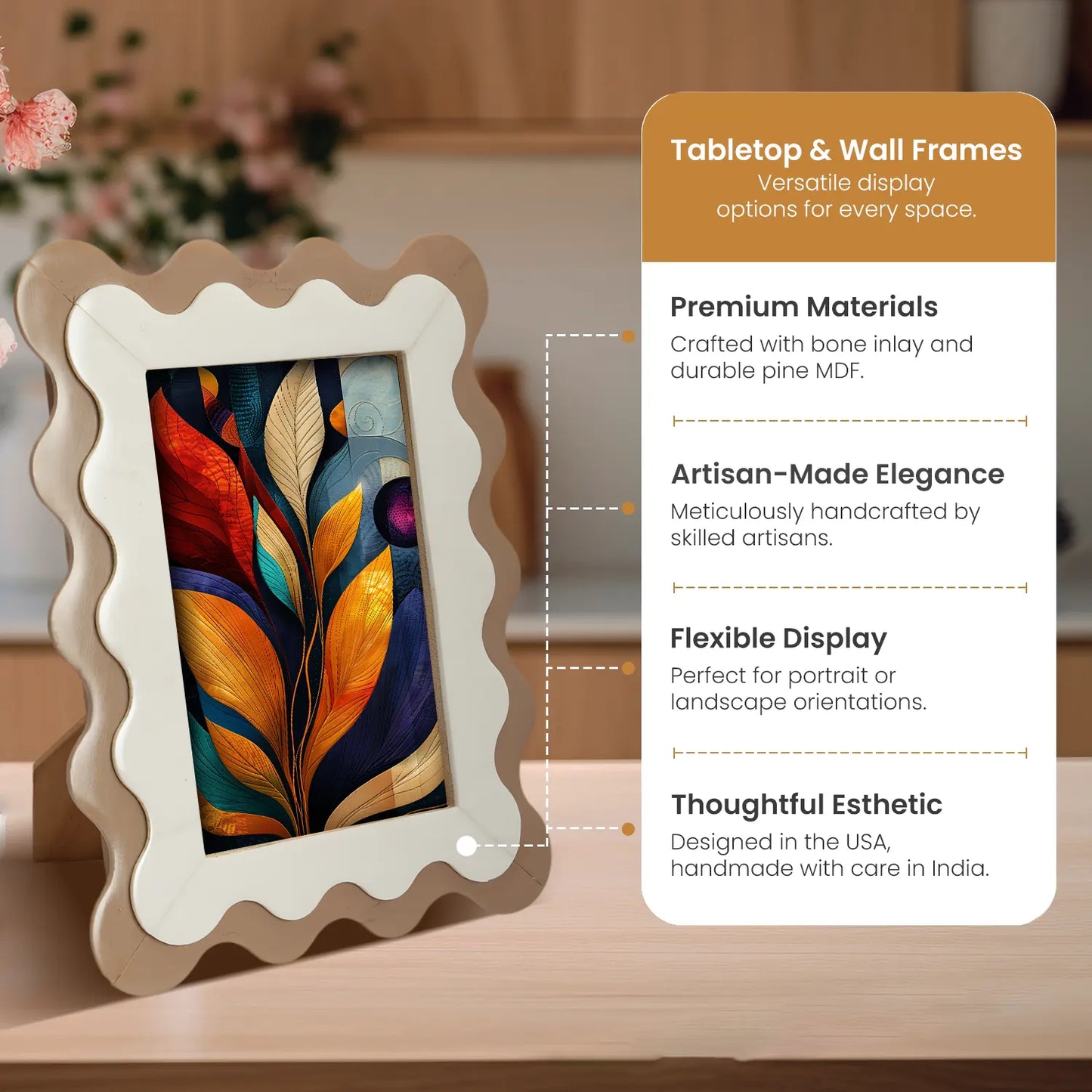 Wave Scallop Picture Frame Brown & White - 4x6 & 5x7