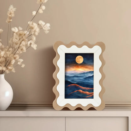 Wave Scallop Picture Frame Brown & White - 4x6 & 5x7