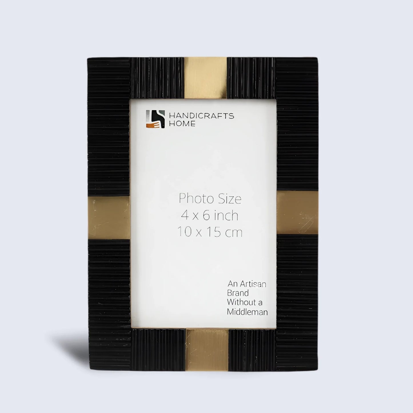 Resin Inlay Deco Black & Gold Picture Frame For Desk & Wall - 3 Sizes