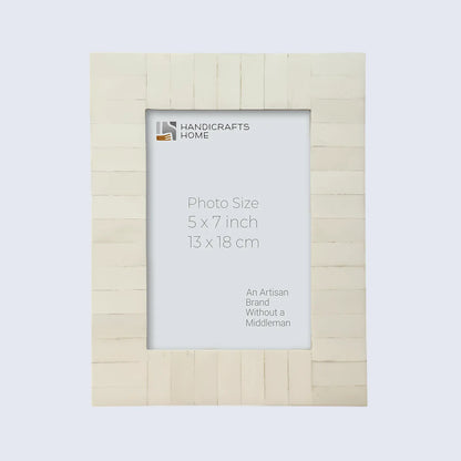 Picture Frames Classic Pattern Bone Inlay Collection in 2 Sizes, Make to Order, White