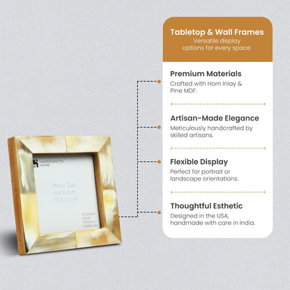 Picture Frames Essence Pattern Horn Inlay Collection in 4 Sizes, White