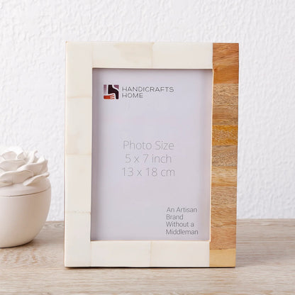 Plain White & Brown Bone Inlay Picture Frame - 4x6 & 5x7