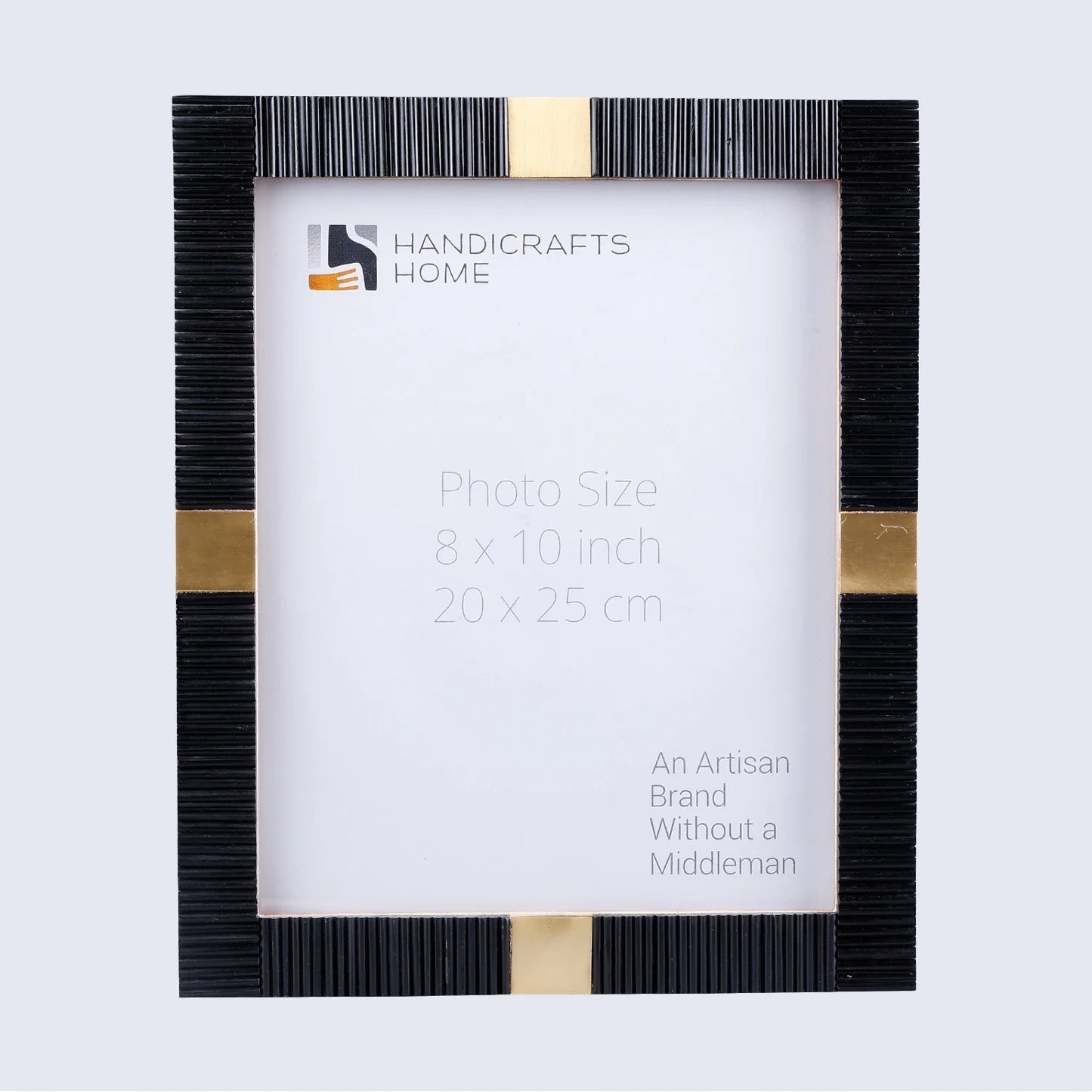 Resin Inlay Deco Black & Gold Picture Frame For Desk & Wall - 3 Sizes
