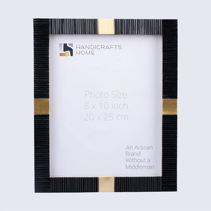 Resin Inlay Deco Black & Gold Picture Frame For Desk & Wall - 3 Sizes