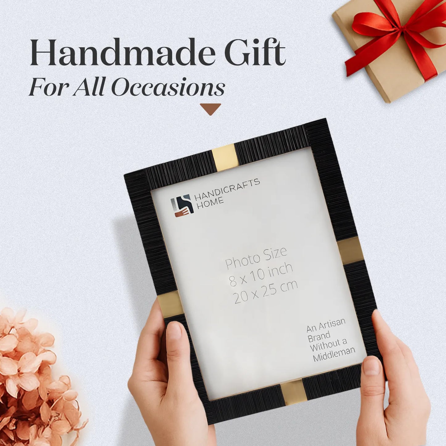 Resin Inlay Deco Black & Gold Picture Frame For Desk & Wall - 3 Sizes