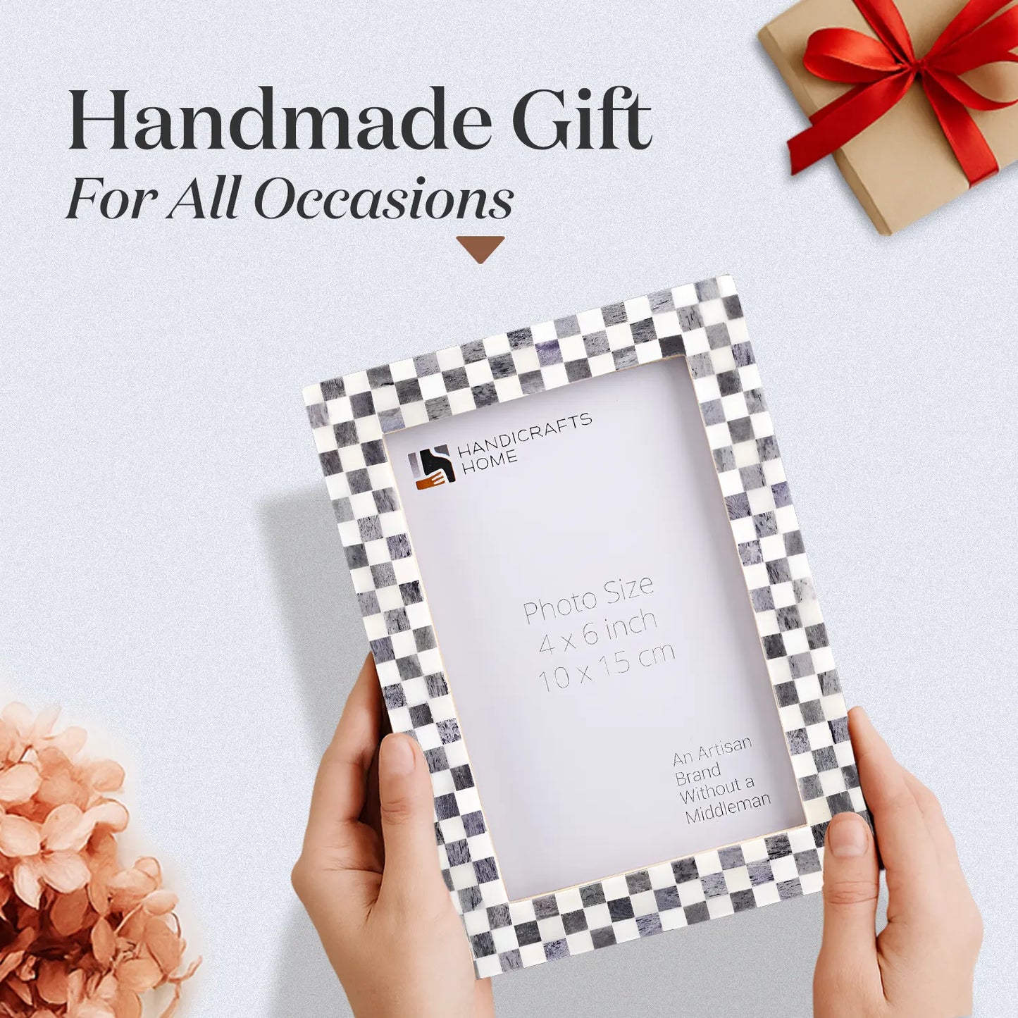 Picture Frames Checkered Pattern Bone Inlay Collection in 27 Sizes