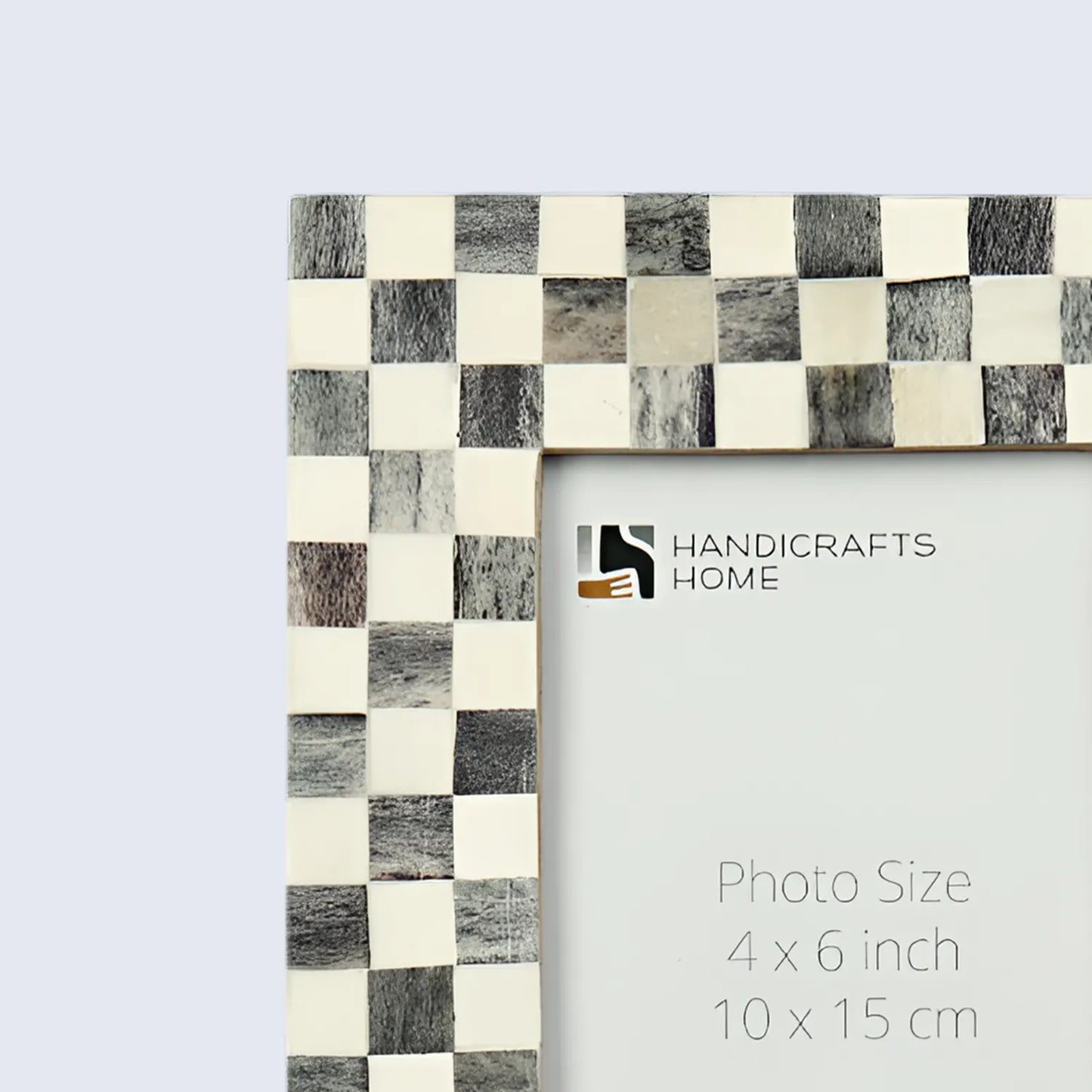 Picture Frame Checked Pattern inspired Bone Inlay, Grey & White - 4x6 & 5x7