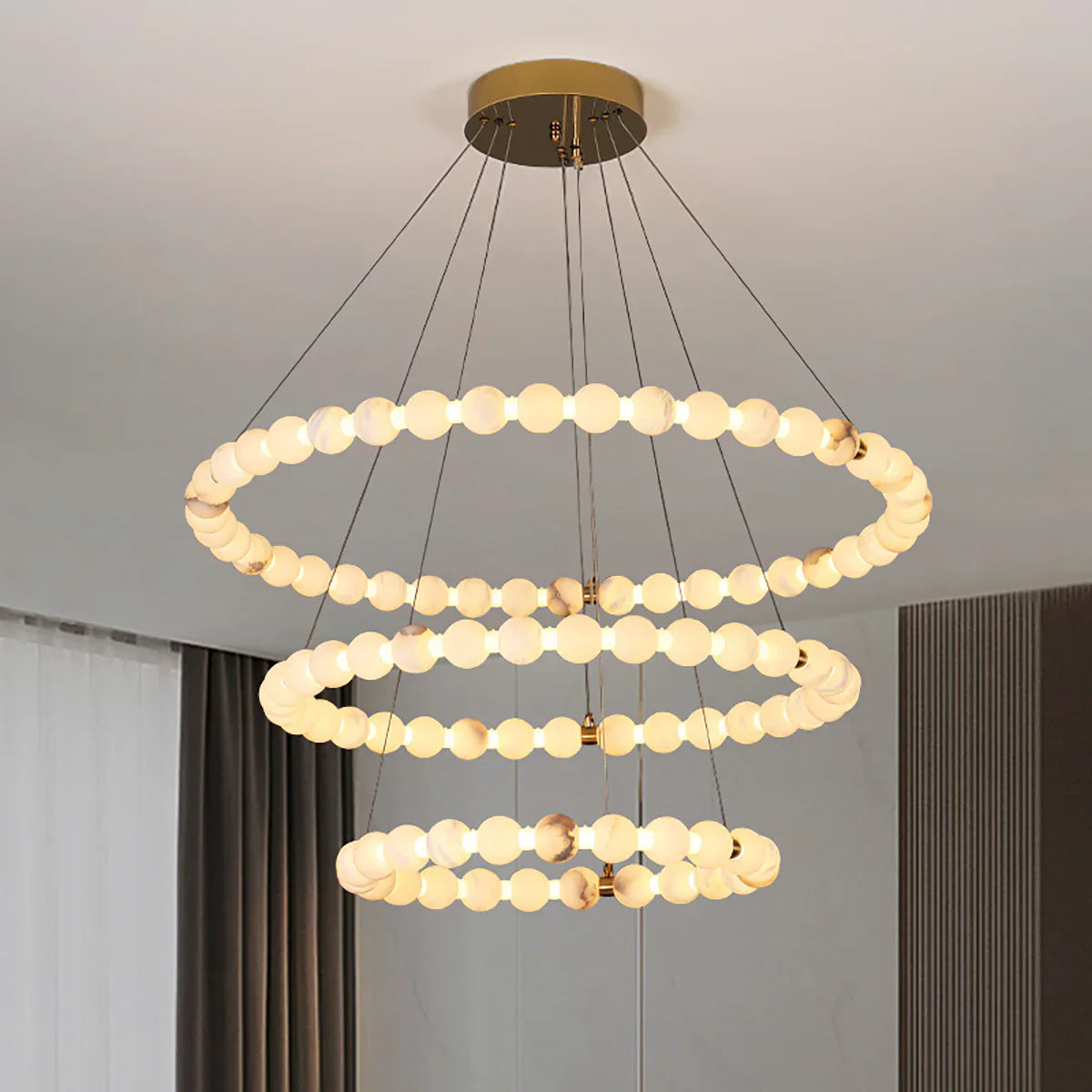 Pearl Alabaster Necklace Round Chandelier