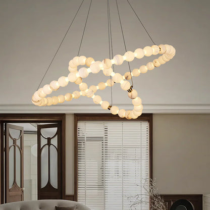 Pearl Alabaster Necklace Round Chandelier