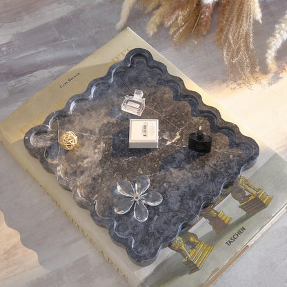 Ava Scalloped Marble Tray