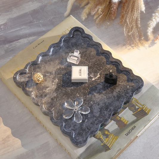Ava Scalloped Marble Tray