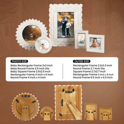 Royal White Bone Inlay Picture Frames Combo Pack of 5