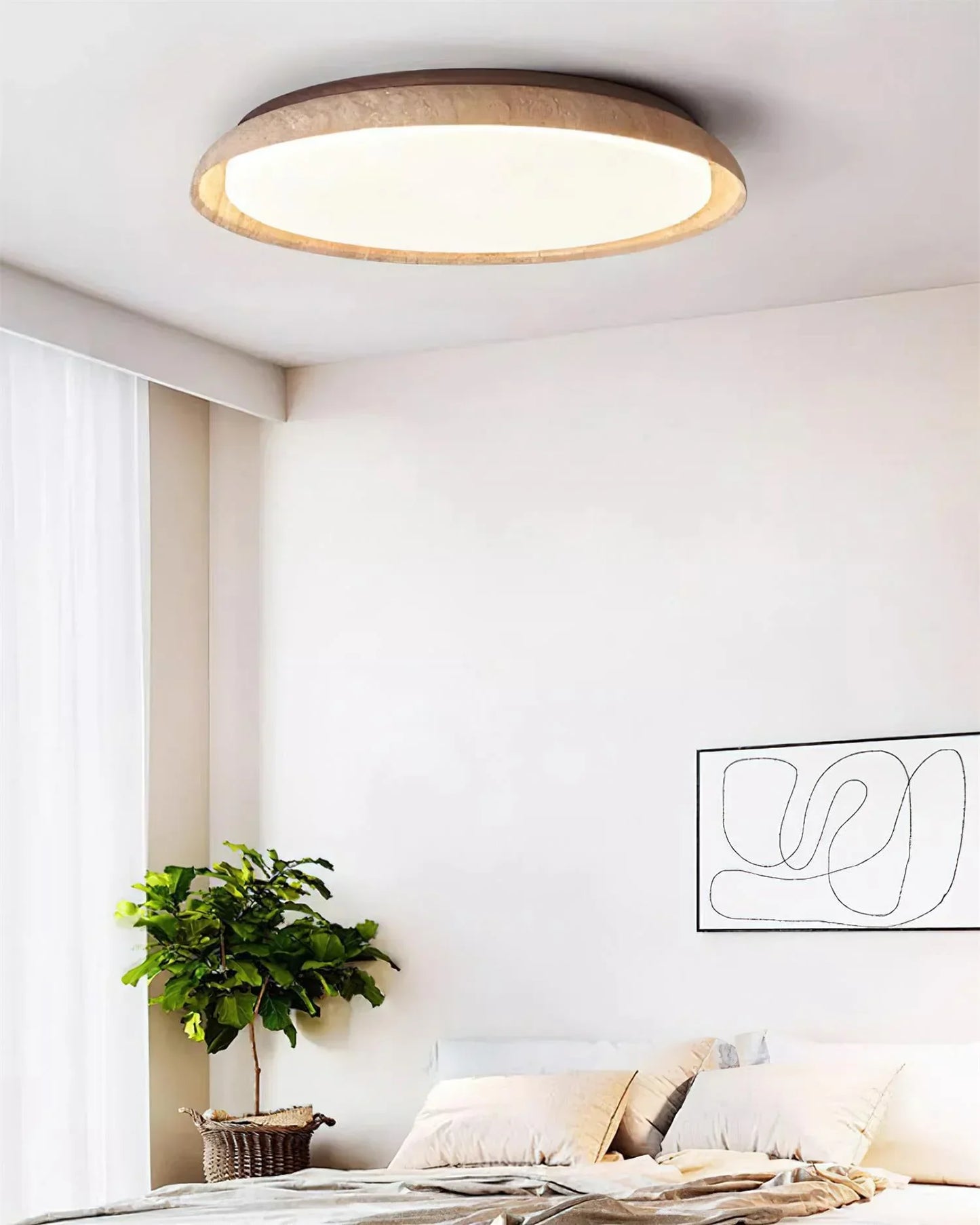 Round Kuzco Travertine Ceiling Light