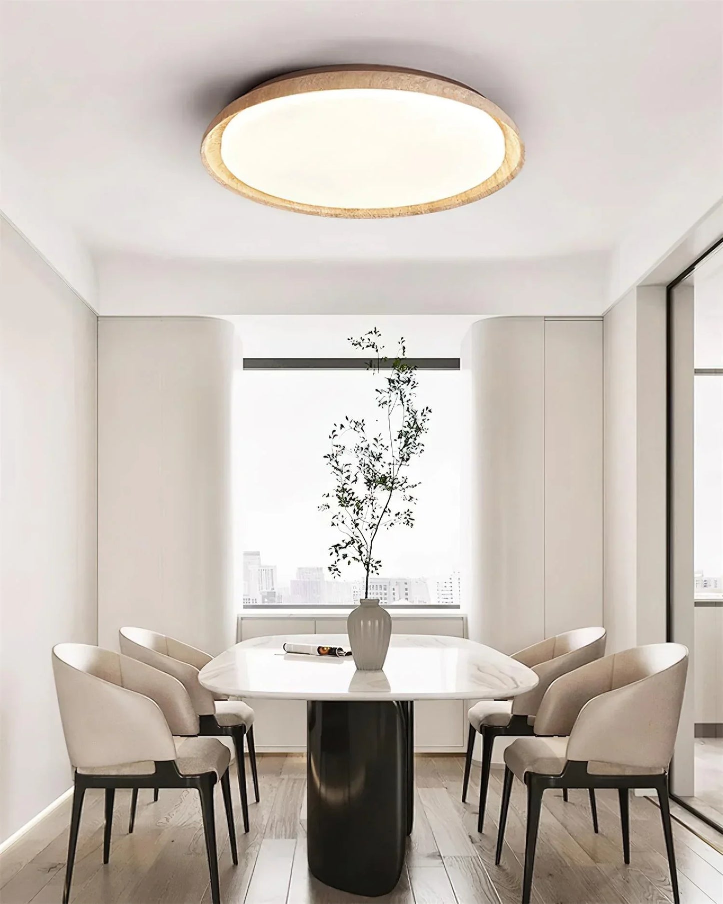 Round Kuzco Travertine Ceiling Light