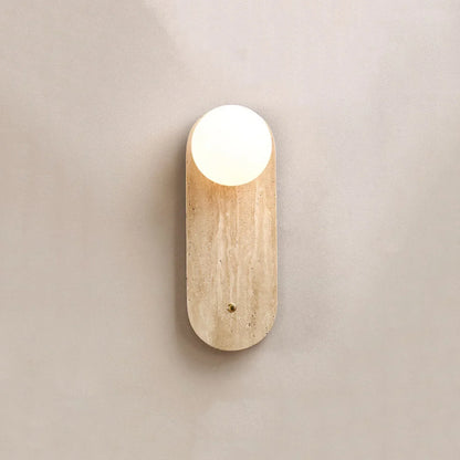 Round Oval Travertine Wall Lamp