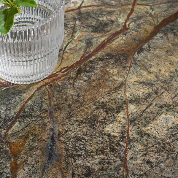 Danny Round Marble Accent Table Green