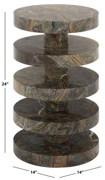 Danny Round Marble Accent Table Green