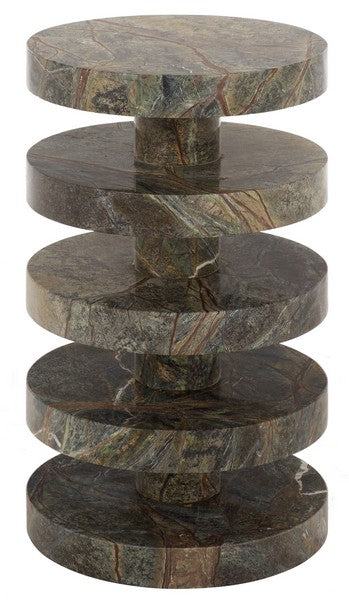 Danny Round Marble Accent Table Green