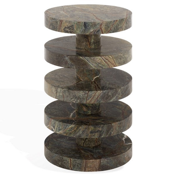 Danny Round Marble Accent Table Green