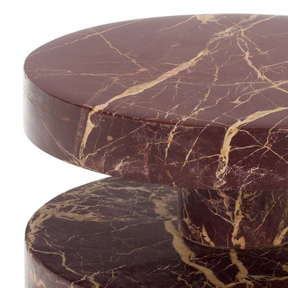 Danny Round Marble Accent Table Red