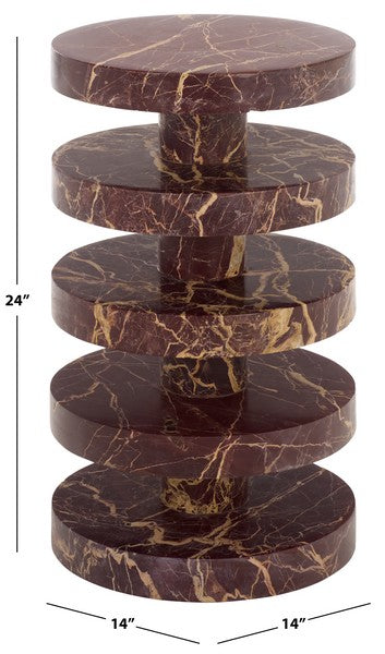Danny Round Marble Accent Table Red