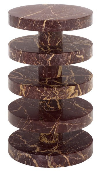 Danny Round Marble Accent Table Red