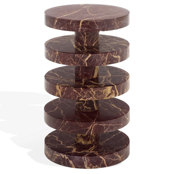 Danny Round Marble Accent Table Red